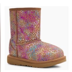 New UGG Kids' Classic II Spots Boots in Chestnut Sparkle Suede Size 1